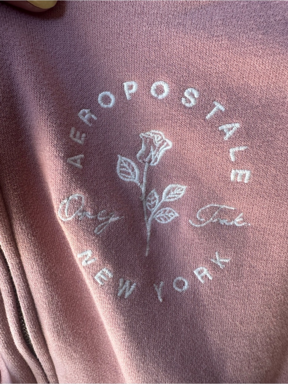 Aéropostale Pink Zip-Up Hoodie with Floral Logo